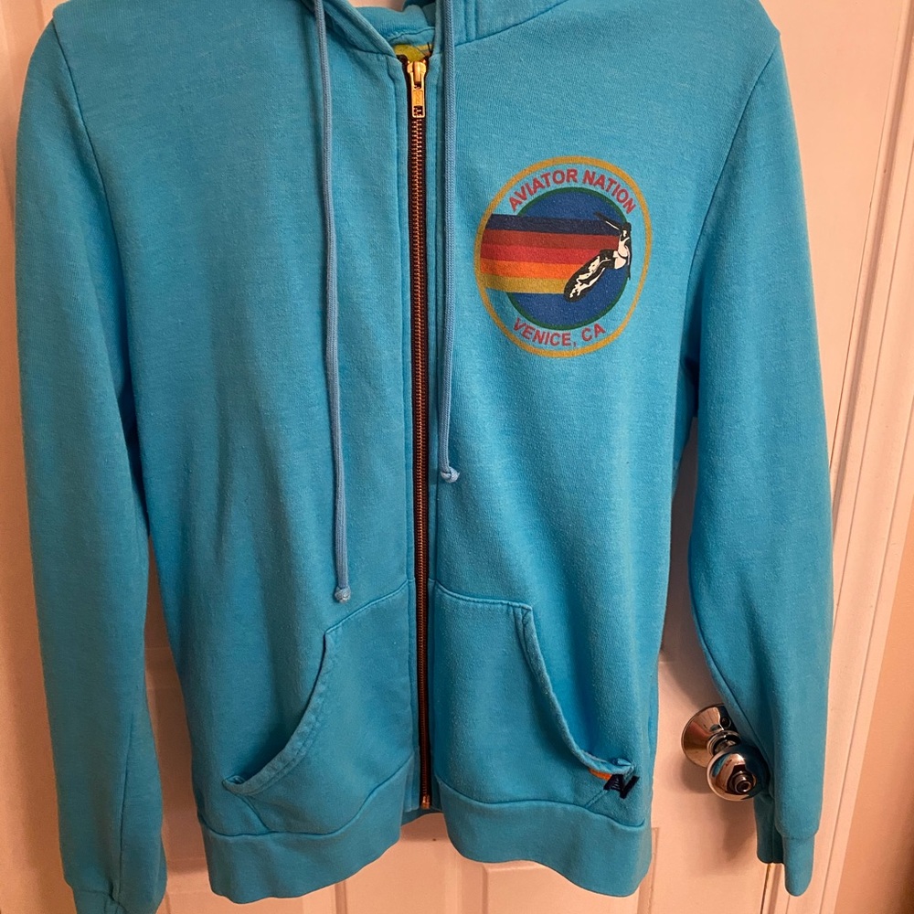 Aviator Nation Hoodie Neon Blue - L